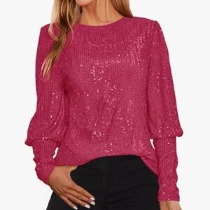 🦄Pink Sequin Long Sleeve Top